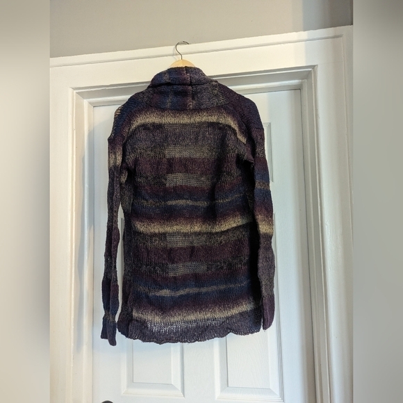Woman's Aeropostale Striped Acrylic Wool Blend Cardigan-Purple,Blue,Gray-Size XS - Picture 2 of 7